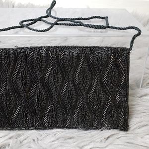 womens beaded evening bag black